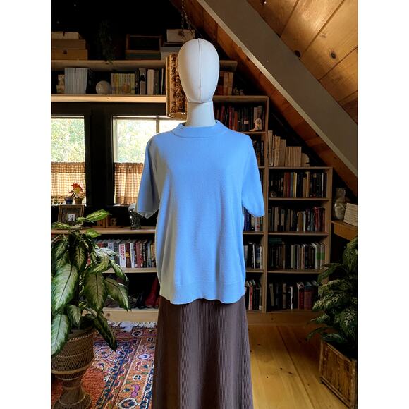 90s Short Sleeve Sweater Baby Blue - Picture 2 of 5